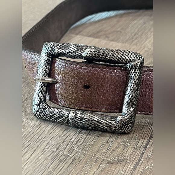 ABACO Paris Leather Size Small Belt Silver Made in Italy Clasp Buckle Vintage - Picture 2 of 8